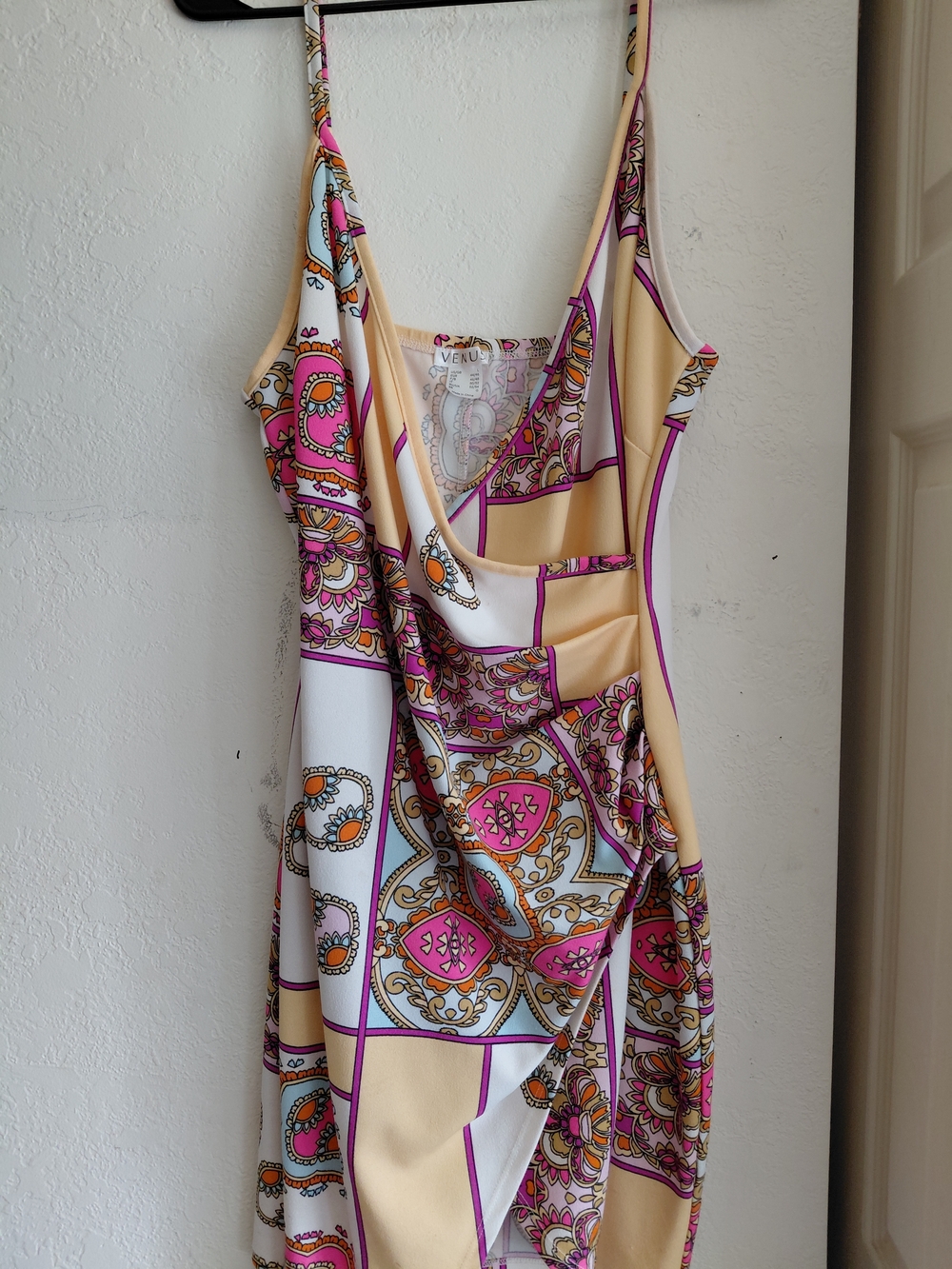 VENUS Pink, Cream & White Printed Slip Dress
